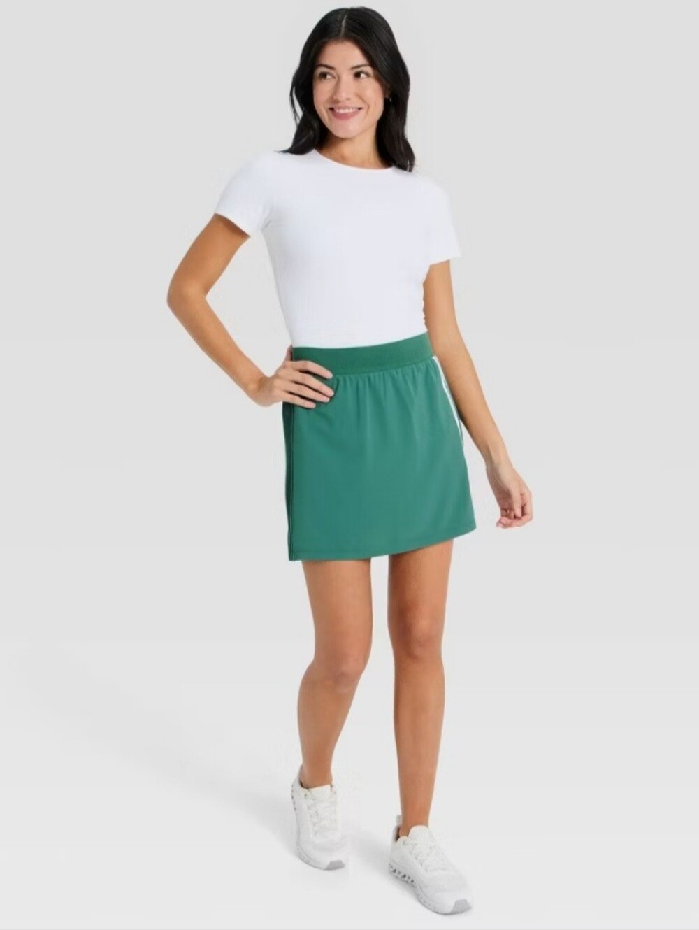 Women Woven High-Rise Asymmetrical Pleated Skort 15.5"- All In Motion Forest - Picture 3 of 8